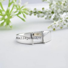 Semi Mount Ring 925 Sterling Silver 7X7 MM Square Shape Blank Stone Mount Ring