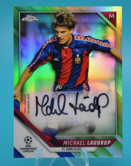 2021-22 Topps Chrome UCL Michael Laudrup Green Refractor Auto /99 FC Barcelona
