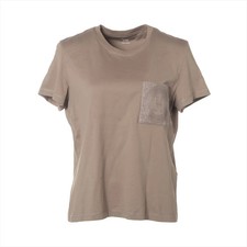 Herm s 24AW Cotton T-shirt 40 Ladies' Khaki 4H4615DA H logo embroidery