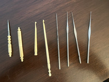 Lot Of 8 Vintage Crochet Knitting Needles Hooks 4 Metal, 4 Bone 