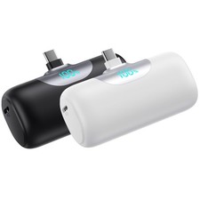 2 PacksMini Portable Charger for iPhone 17/16, 5500mAh LCD Display USB C Powe...