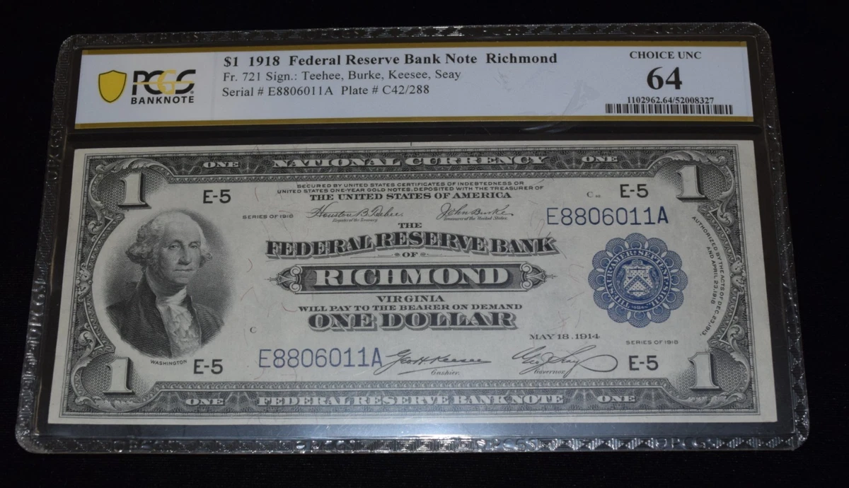 1918 $1 US Federal Reserve Large Notes for sale | eBay