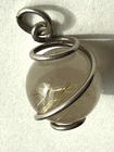STERLING SILVER RUTILATED QUARTZ CRYSTAL SPHERE PENDANT