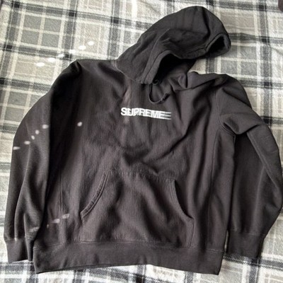 Supreme  motion logo  Black Cotton Fleece Pullover Hoodie XL Logo Hooded Pockets