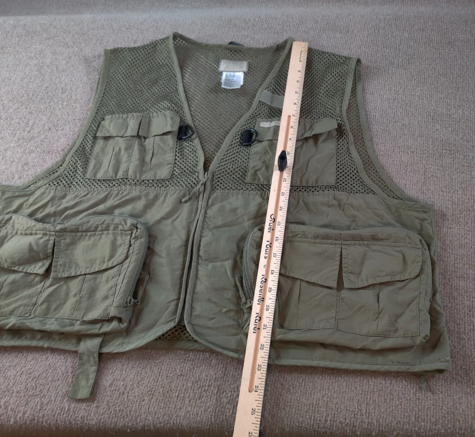 Sports Afield Fishing Vest Mens XL/2XL 46-50 Nylon Olive Zip Hunt Fish Outdoor - Image 3 of 4