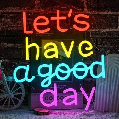 Lets Have A Good Day Neon Sign for Wall Decor, USB Powered Colorful Letters Neon