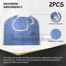2x Adult Bibs for Eating Women/Men Bib-Washable Reusable Antifouling Adjustable