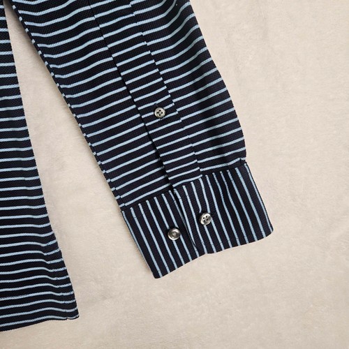 Brooks Brothers Long Sleeve Polo Shirt Mens X-Large Chest Pocket Blue Striped - Picture 8 of 14