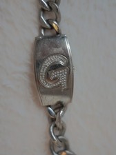 Guess Ladies Bracelet Watch - Silver Tone Crystal G Logo - Chain Link Band