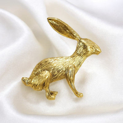 Vintage goldfarbene Brosche Anstecknadel laufender Hase Hase Tier Schmuck Geschenk Sammlerstück