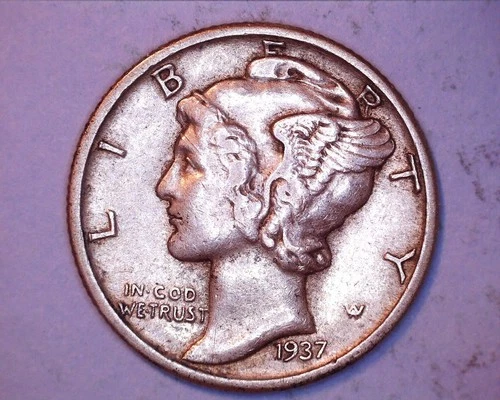 1937 Mercury Head Silver Dime  XF   **217-6