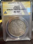1921 Morgan Silver Dollar ANACS AU 53 Struck Through Debris