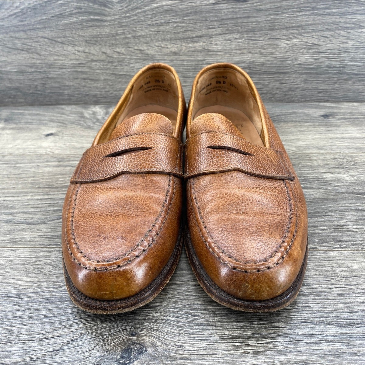 Crockett & Jones Harvard Penny Loafers Mens 8.5 D Tan Brown Pebble