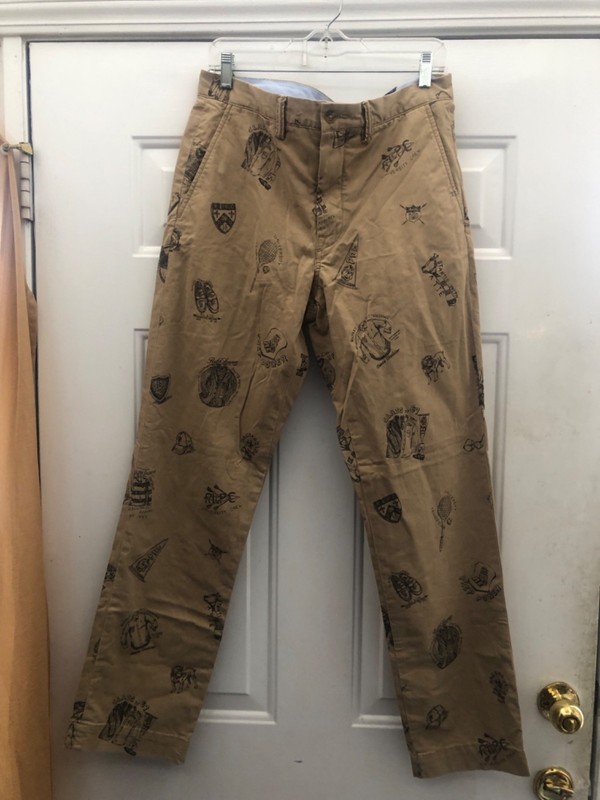 NWOT POLO RALPH LAUREN GRAFIC CHINO STRETCH STRAIGHT PANTS SIZE 34X32