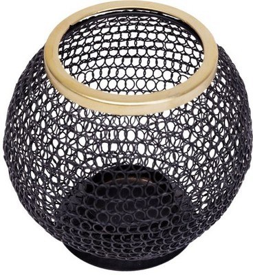 TrendLine Laterne Metall 15 x 14 cm schwarz-gold  Laterne