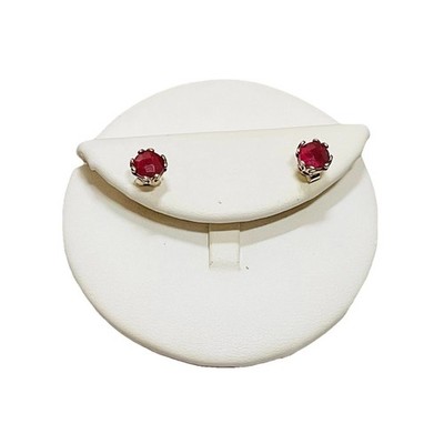 Samuel Benham Sterling Silver Ruby Stud Earrings Birthstone Vintage Marked SB
