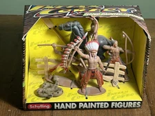 vtg Schylling toy Western cowboy Indian Scene in Box Hand Painted horse snake