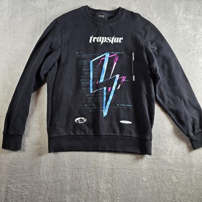 Trapstar Sweatshirt Mens Large Black Lightning Bolt Graphic Crewneck Pullover