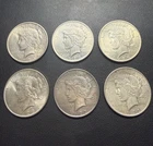 Peace Dollar $1 Coins Silver Lot of 6  US Coins
