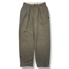 Vintage 50s Gabardine Rayon Trouser Pants Brown Cuffed Size 29x29 Sanforized