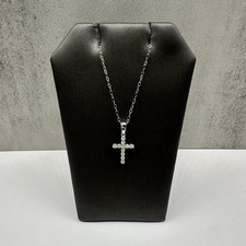 Natural Diamond Cross Necklace in 14kt White Gold   0.20ctw, 18in, New