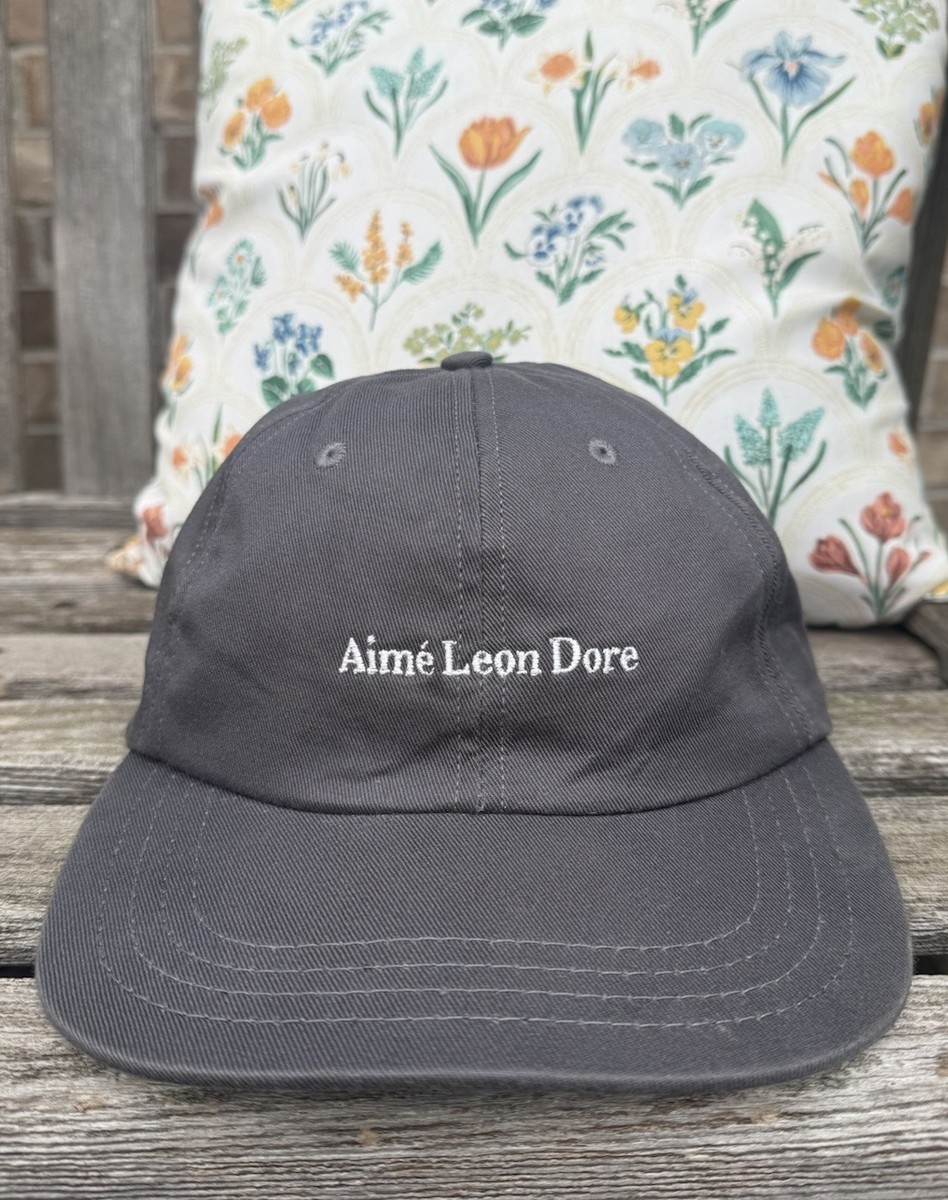 Aime Leon Dore Embroidered Script Logo Hat Grey Street Wear Adjustable Buckle