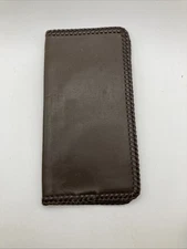 VTG Handmade Full Grain Genuine Leather Bifold Vertical Wallet Checkbook Men’s