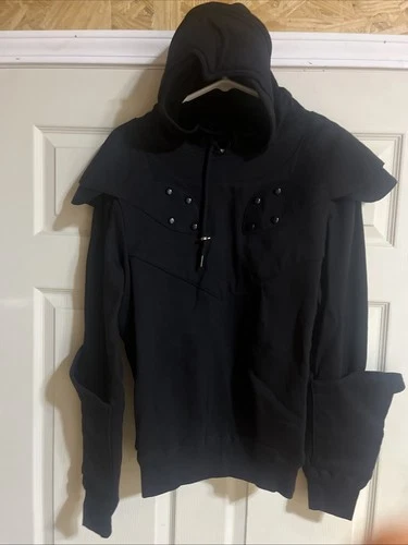 The Knight Hoodie Mens Medium Medieval Armor Black Halloween Costume New - product listing photo