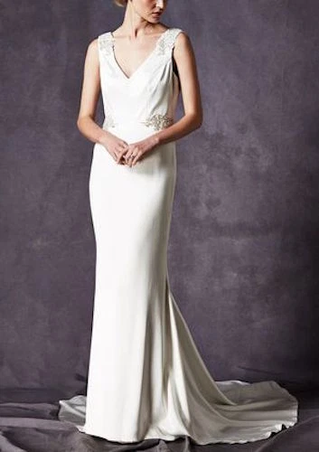 NICOLE MILLER ALEXANDRA DOUBLE FACED SATIN BRIDAL WEDDING DRESS 10 $1800 ID10000 - Image 2 of 4