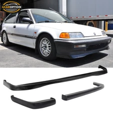 Fits 90-91 Civic JDM Style Front Bumper Lip + Ikon Style Rear Diffuser PU