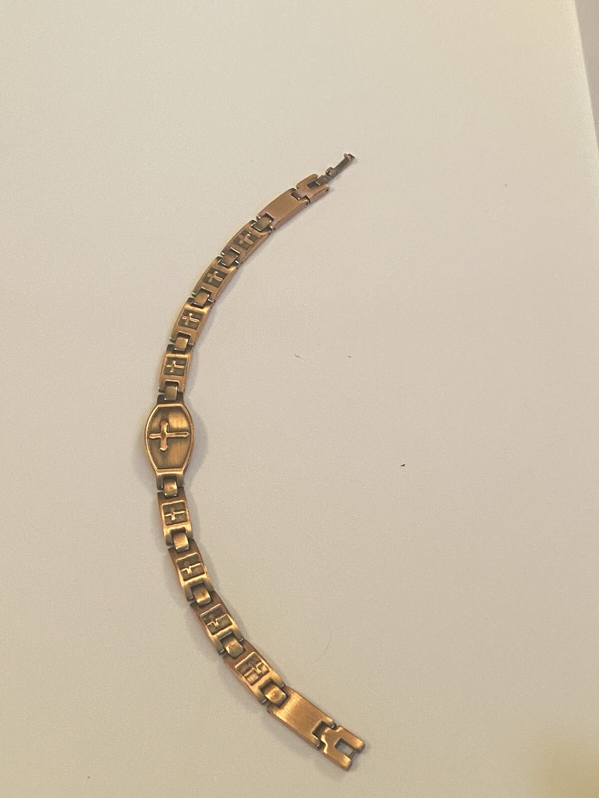 Signed Copper Panel Link Cross Design Therapy Bra… - image 21