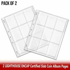 New ~ Certified Coin Pages Encap Graded Slab Album 2 Sheets NGC PCGS LJ USA