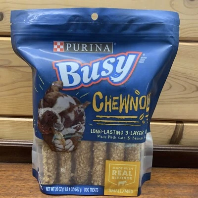 BUSY BONE Purina Busy Dog Treats Rawhide Chewnola Oats Long-Lasting Chews 20 oz Pouch
