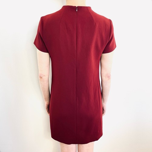 Theory Size 4 (8) Deep Red Jasneah Admiral Crepe Mini Dress Designer Made In USA - Picture 9 of 24
