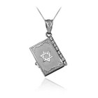 Sterling Silver Judaic Ten Commandments 3D Jewish Bible Pendant Necklace