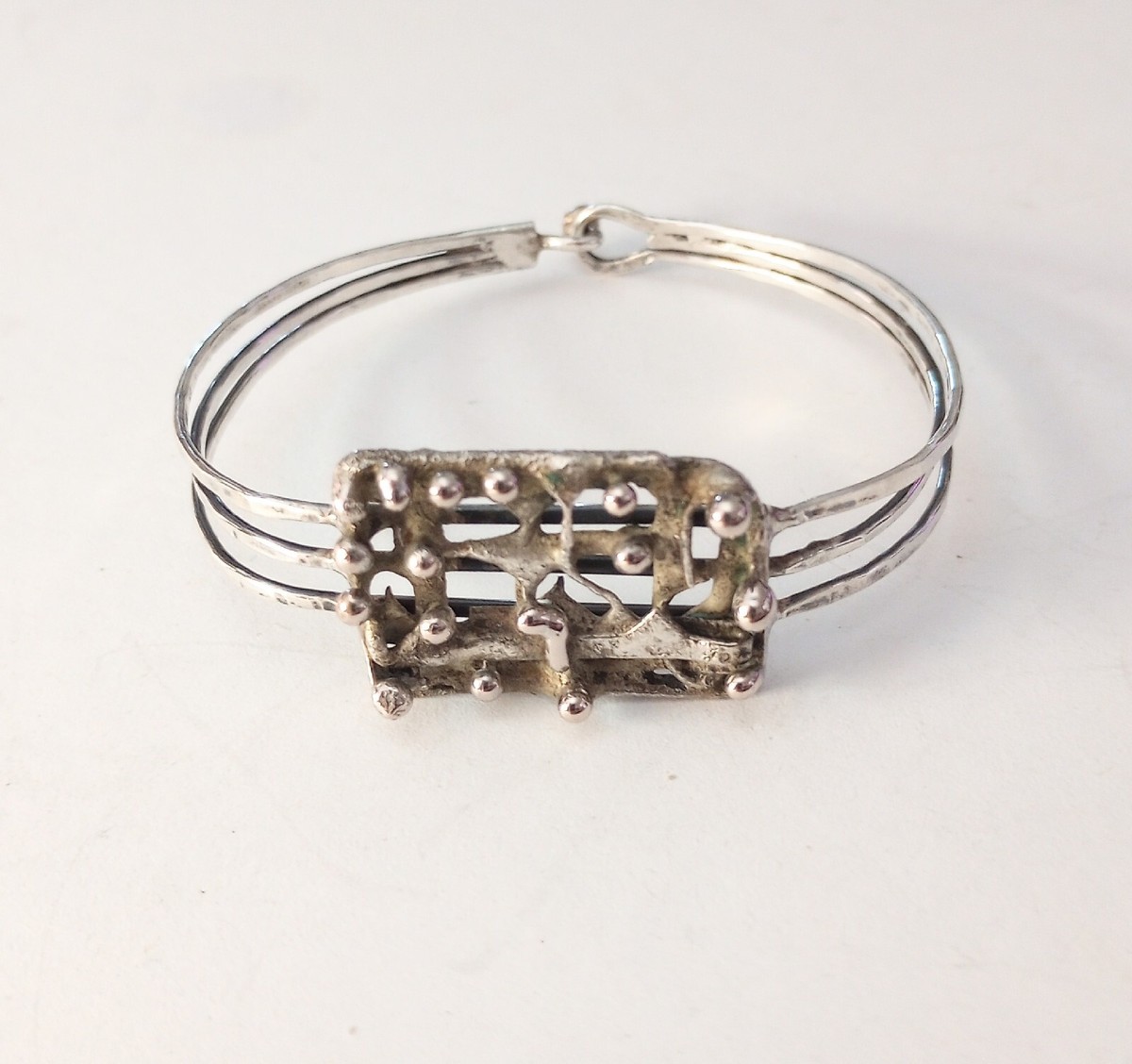 Brutalist Abstract Bracelet Mid-Century 835 Silver Hand Made