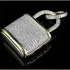 Lock Shape Men's Pendant 2 Ct REAL Moissanite Pendant 14k Yellow Gold Plated — photo 3