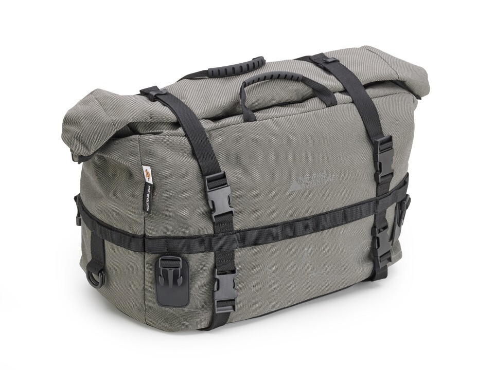 Siège vélo et sac à bandoulière 32L gris étanche pour transporter vos affaires de vélotaf