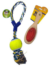 Accesorios para mascotas perros cepillo de aseo de doble cara y tira de bolas cuerda dientes fuertes