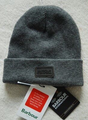 BARBOUR INTERNATIONAL Cotton Wool Boys Grey Sensor BEANIE Winter