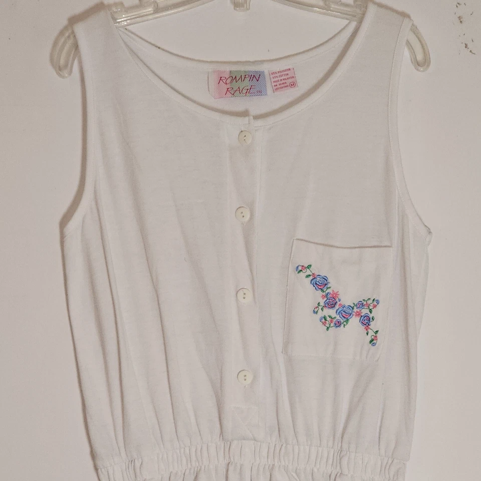 Rompin Rage Romper Womens Medium White One Piece Embroidered 80s Vintage NEW M - Image 2 of 4