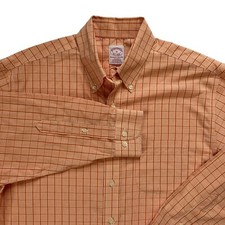 Brooks Brothers Mens M Orange Plaid The Original Polo Button Down Shirt Non Iron