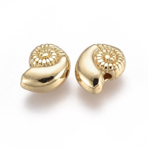 5x Muschel Perlen 11x8mm 14K Vergoldet Gold Schmuck Meerestiere Basteln K-1164 - Bild 2 von 3