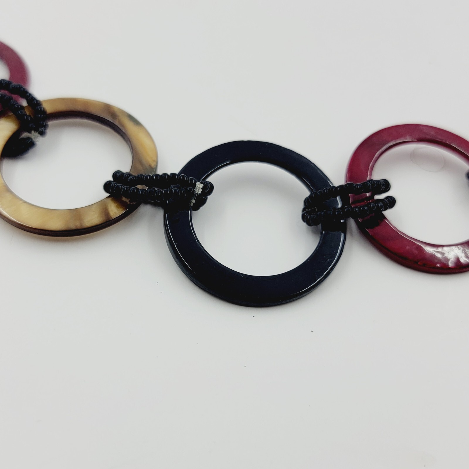 Boho Large Circle Multi Colored Link Necklace 36" - image 2