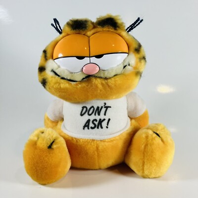 GARFIELD  DON'T ASK'' Plush Stuffed Animal Toy Jim Davis VTG 1980s w/TAG Dakin