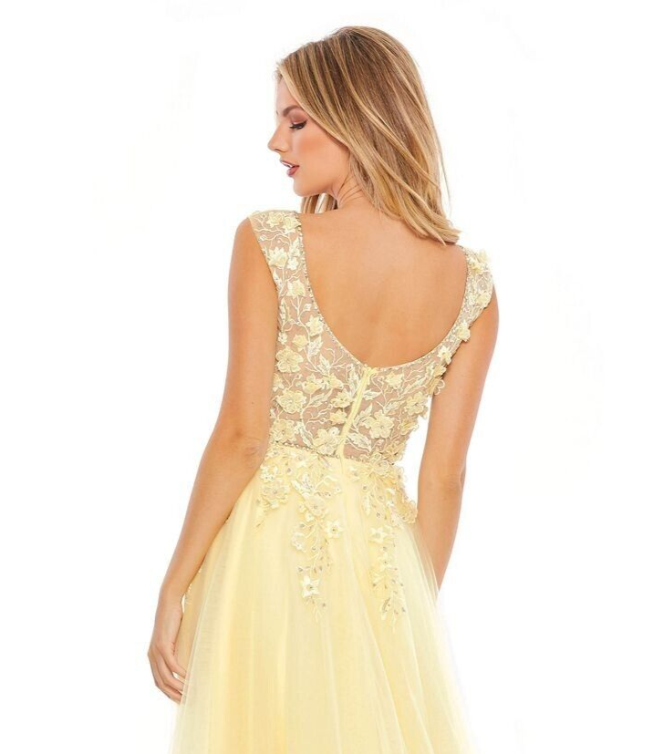 NWT MAC DUGGAL EMBELLISHED ILLUSION BUSTIER A LINE GOWN