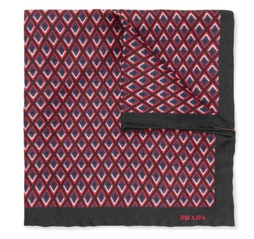 Prada 100% Silk Pocket 12" Square Black-Multi Handkerchief Made in Italy New - Picture 4 of 4