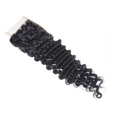 Brazilian 100 Virgin Human Hair Lace Closure Deep Wave 4X4 Free Part
