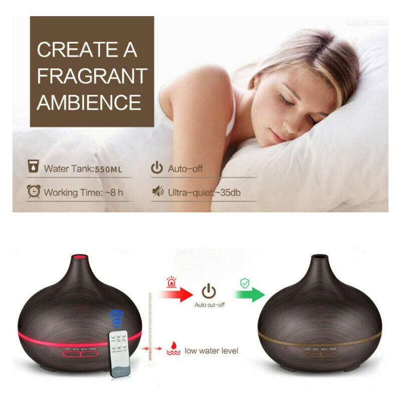 Luftbefeuchter Ultraschall 7 LED Licht Duftöl Aroma Diffuser Humidifier Diffusor - Bild 3 von 4