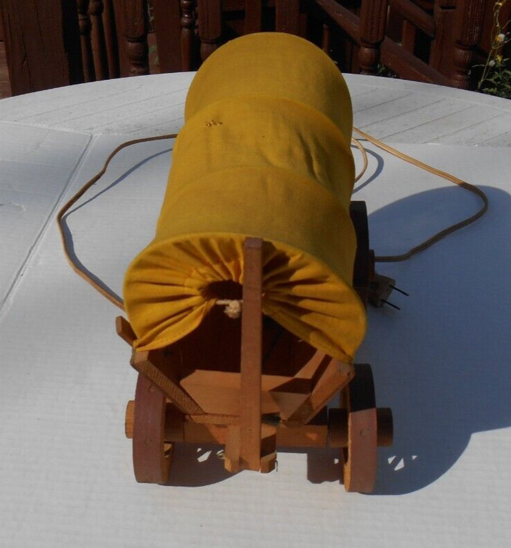 Vintage Western Covered Wagon Stagecoach 11" Table Lamp Night Light WORKS